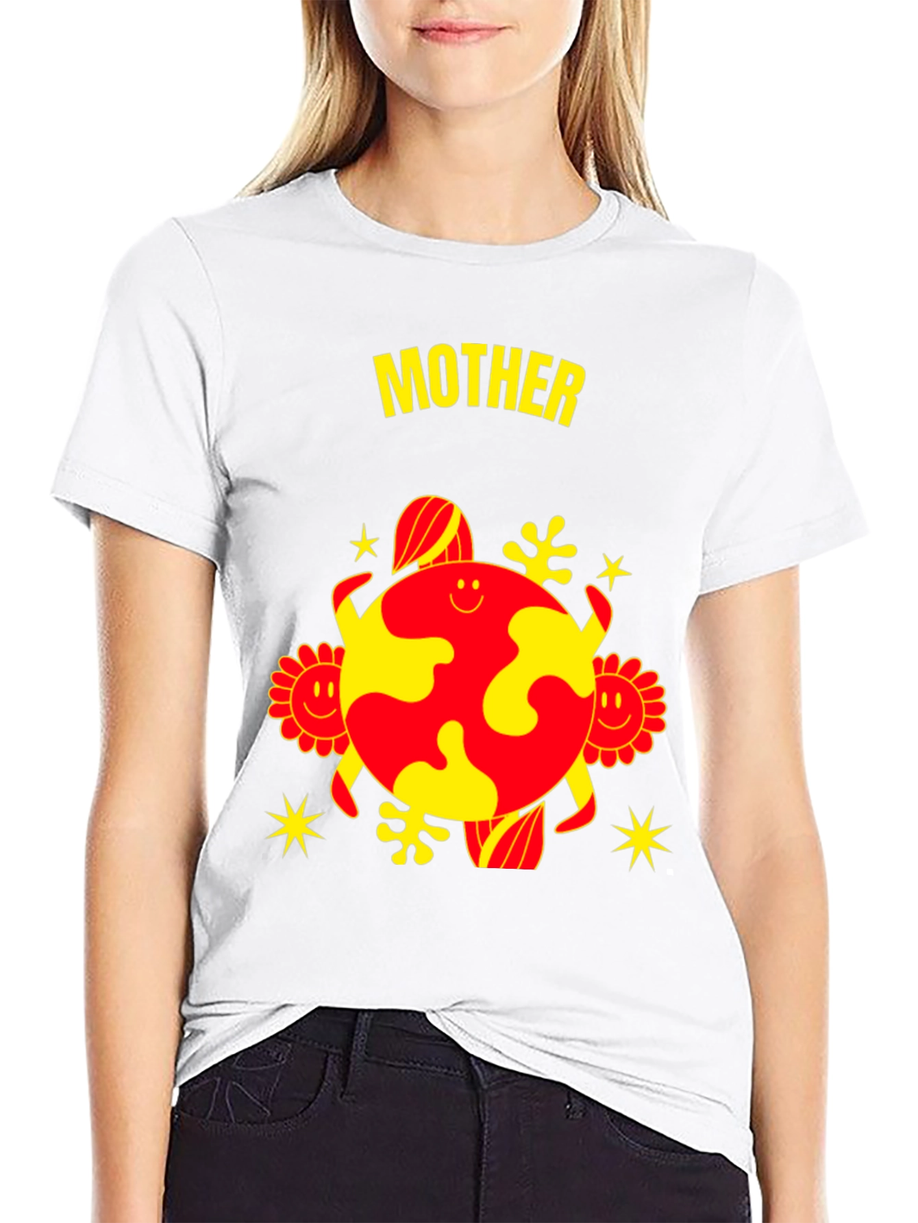 Black Mother Earth Graphic Tee - Black Cotton Blend view 9