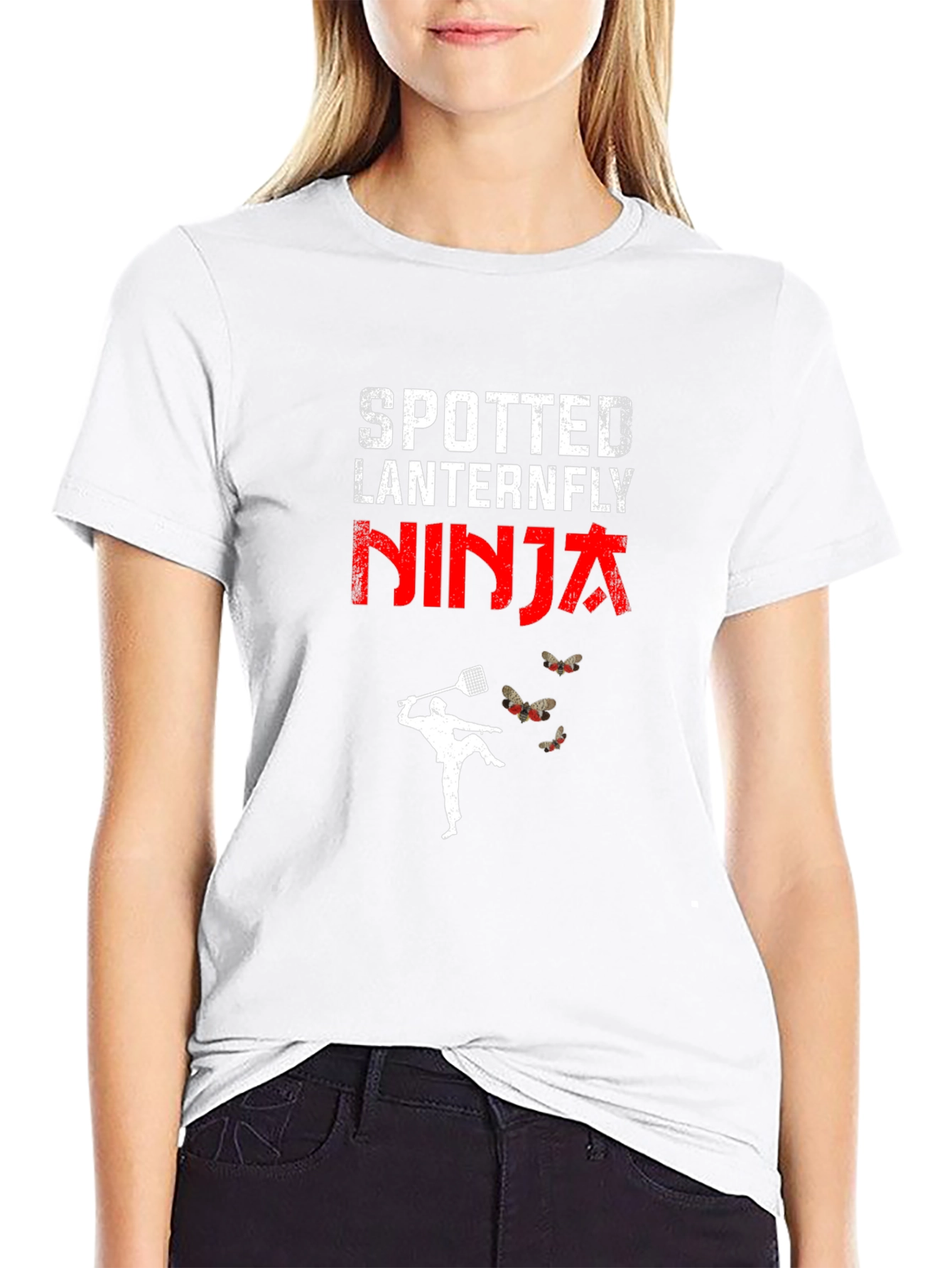 Black Spotted Lanternfly Ninja T-Shirt view 9