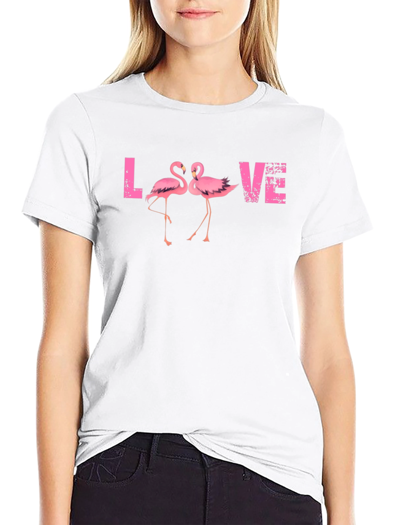 Black Flamingo LOVE Graphic Black T-Shirt view 9