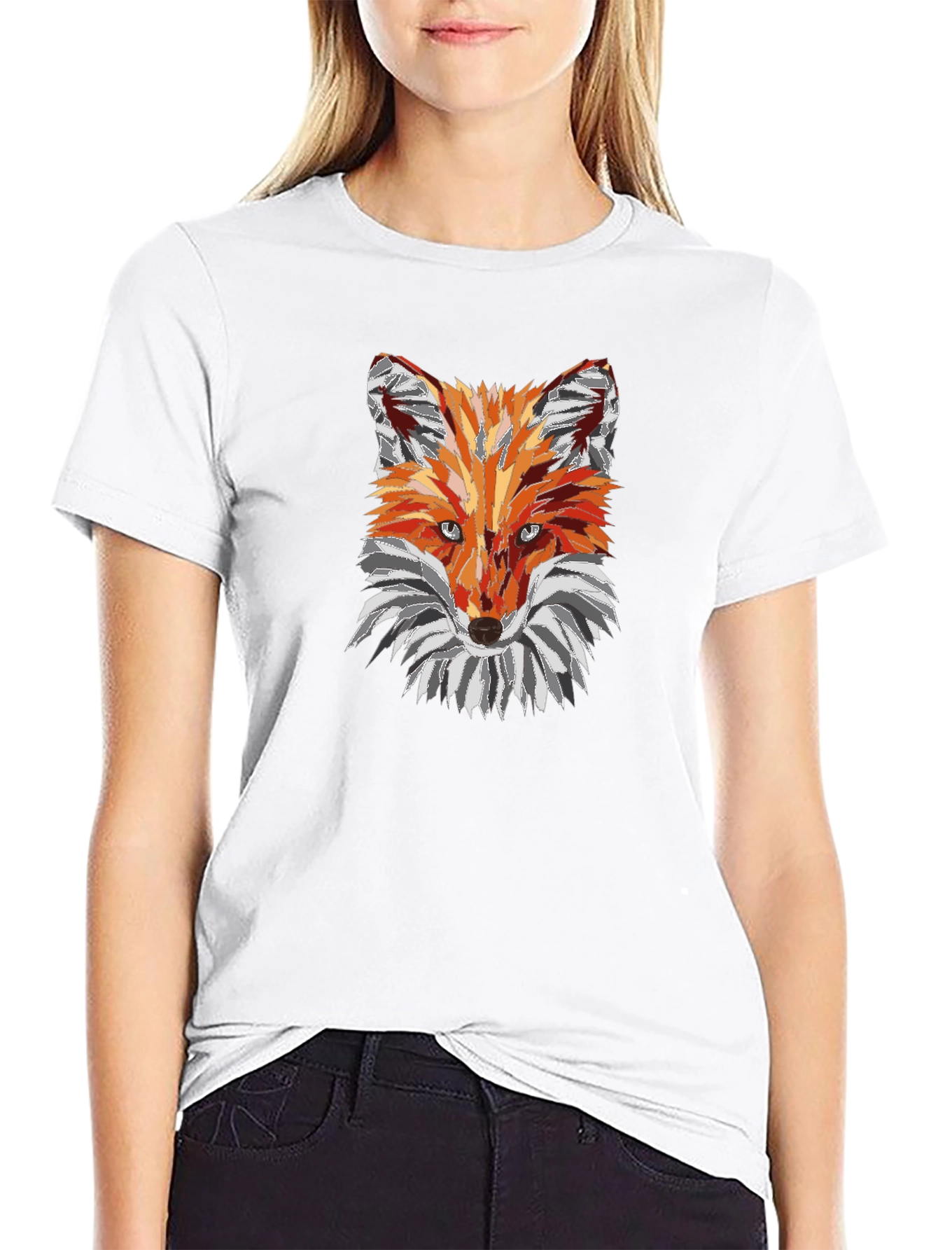 Black Geometric Fox Graphic Tee - Black view 9