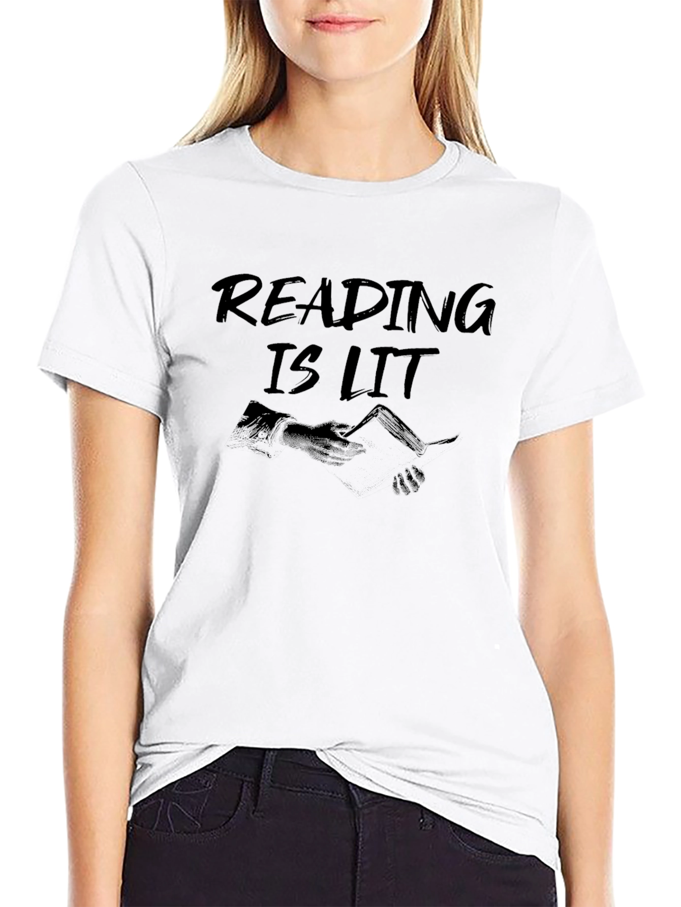 Black Reading is Lit Black T-Shirt view 9
