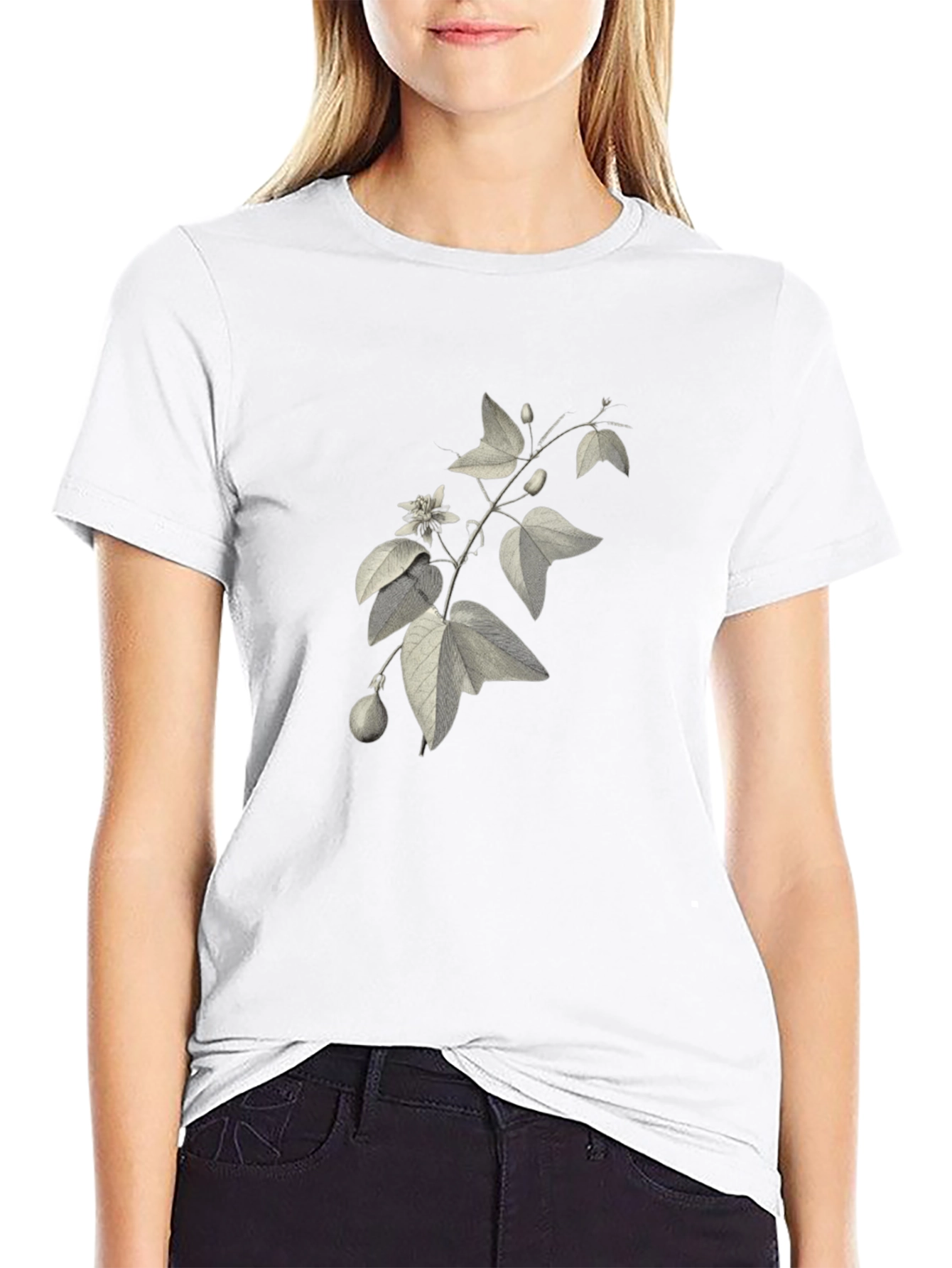 Black Botanical Print Black T-Shirt view 9