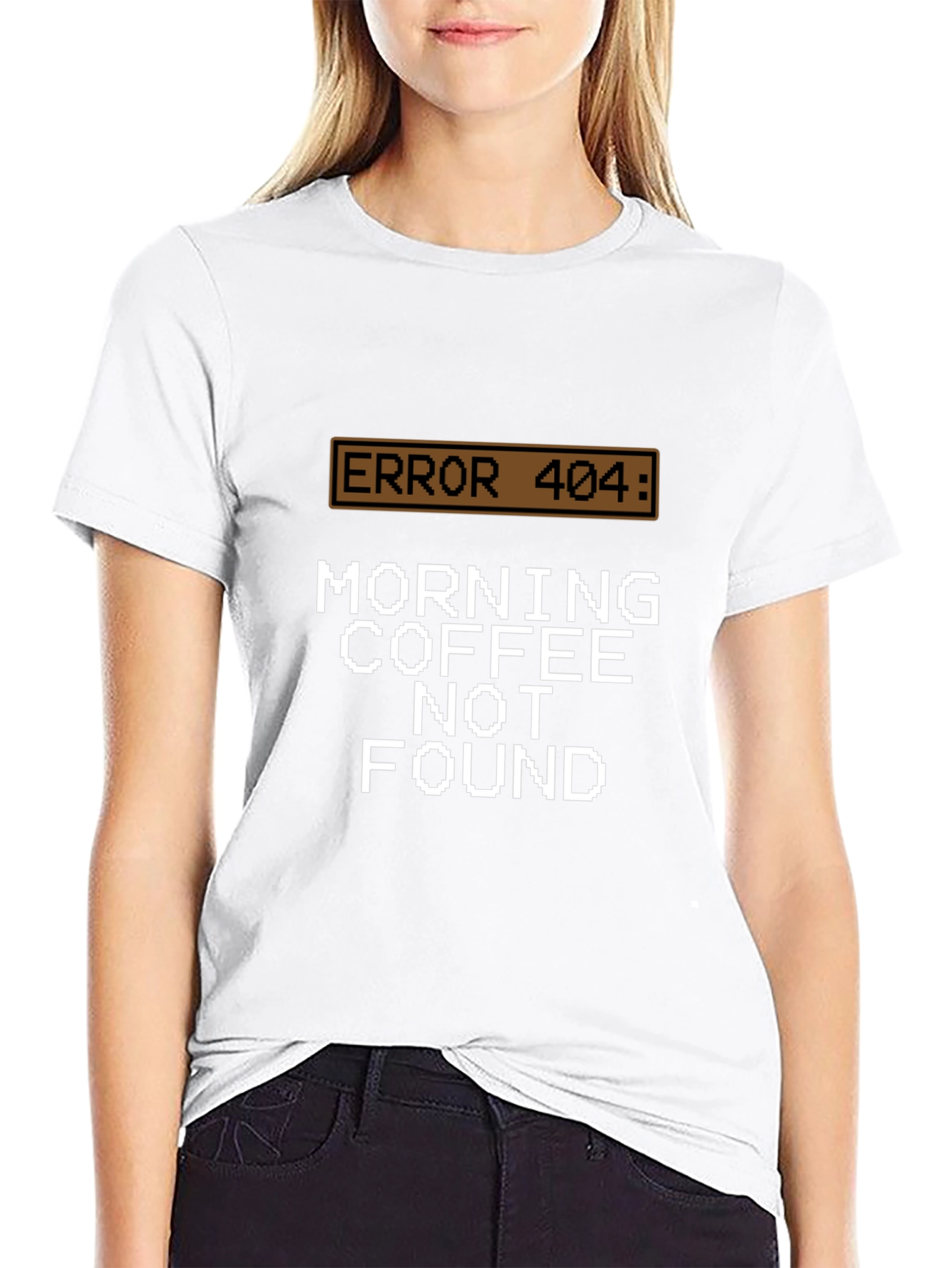 Black Error 404 Morning Coffee Not Found Black T-Shirt view 9