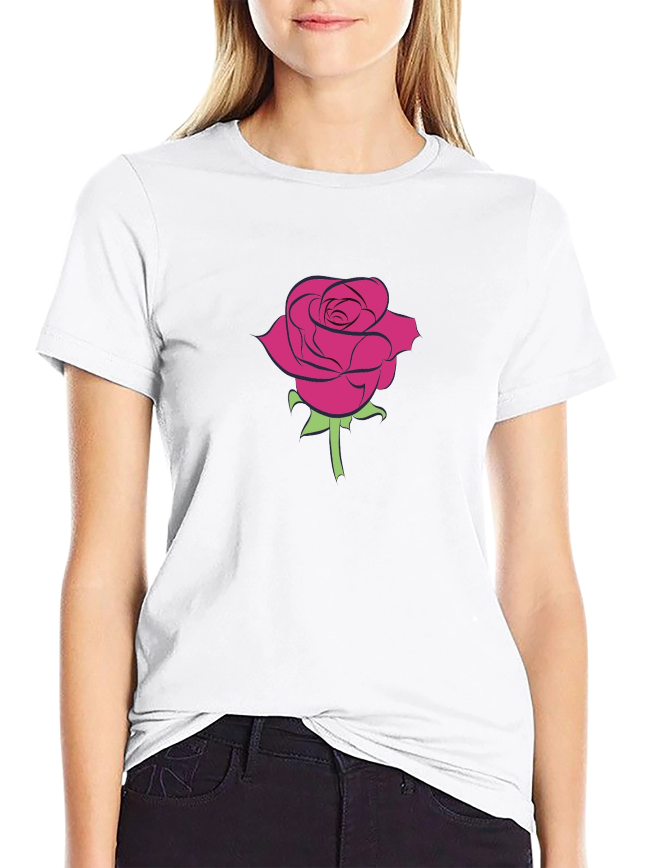 Black Rose Graphic Tee - Men's Black Cotton T-Shirt view 9