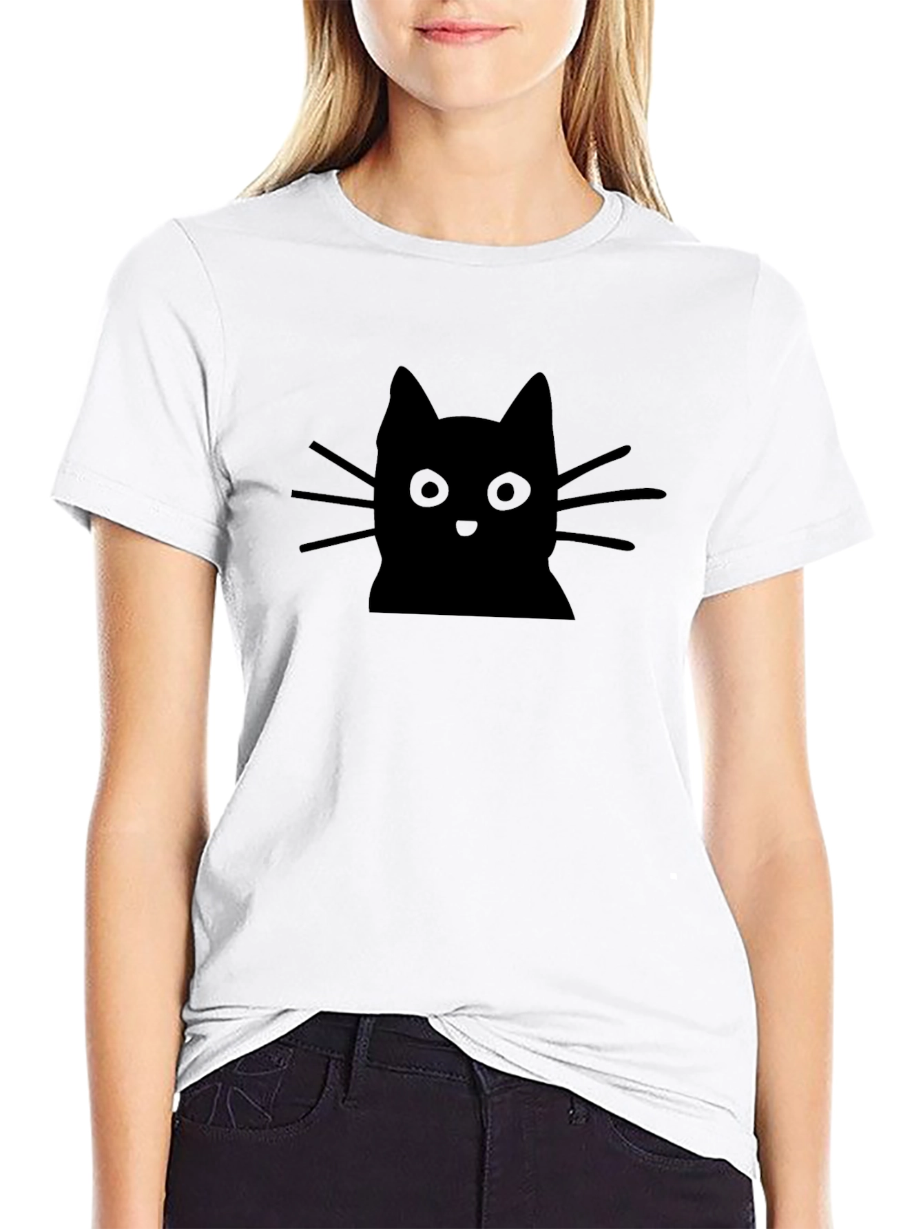 Black Black Cat Graphic Tee - Soft Cotton Blend view 9