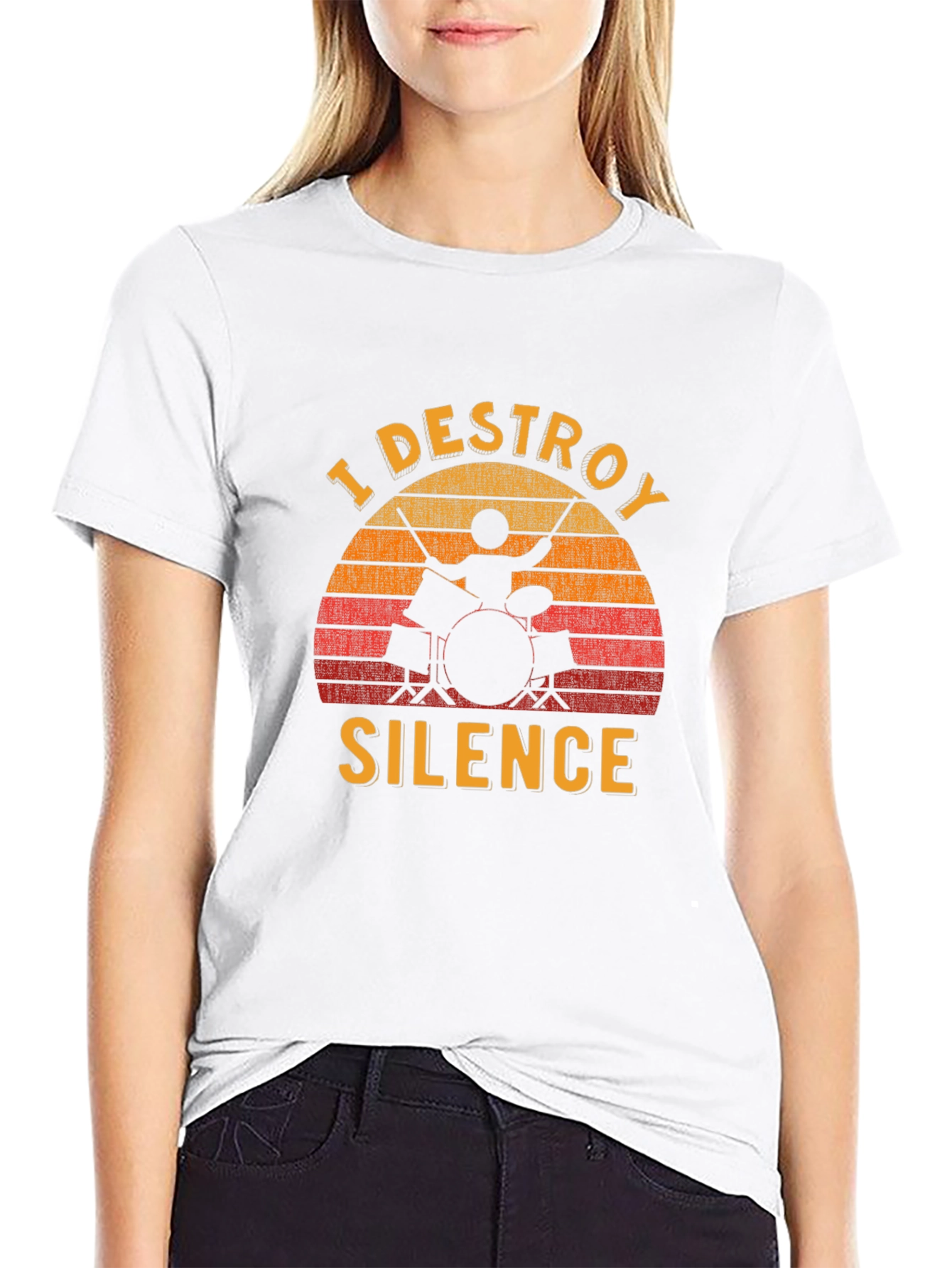Black I Destroy Silence Drummer T-Shirt view 9