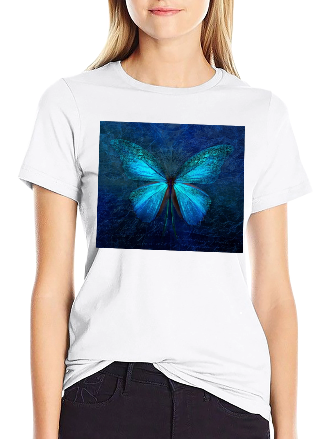 Black Butterfly Graphic Tee - Stylish Black Cotton T-Shirt view 9