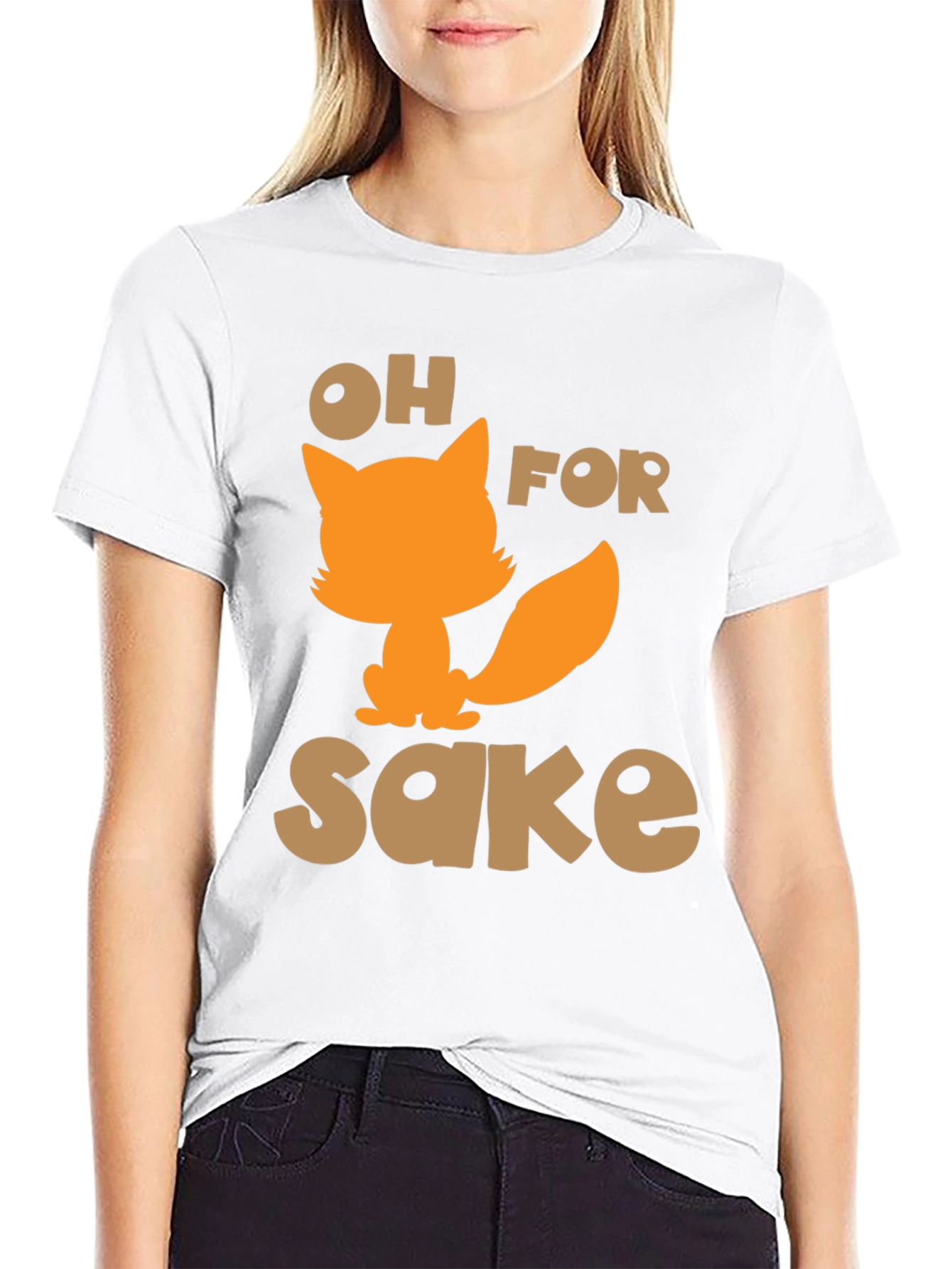 Black Oh For Fox Sake Funny Graphic T-Shirt view 9