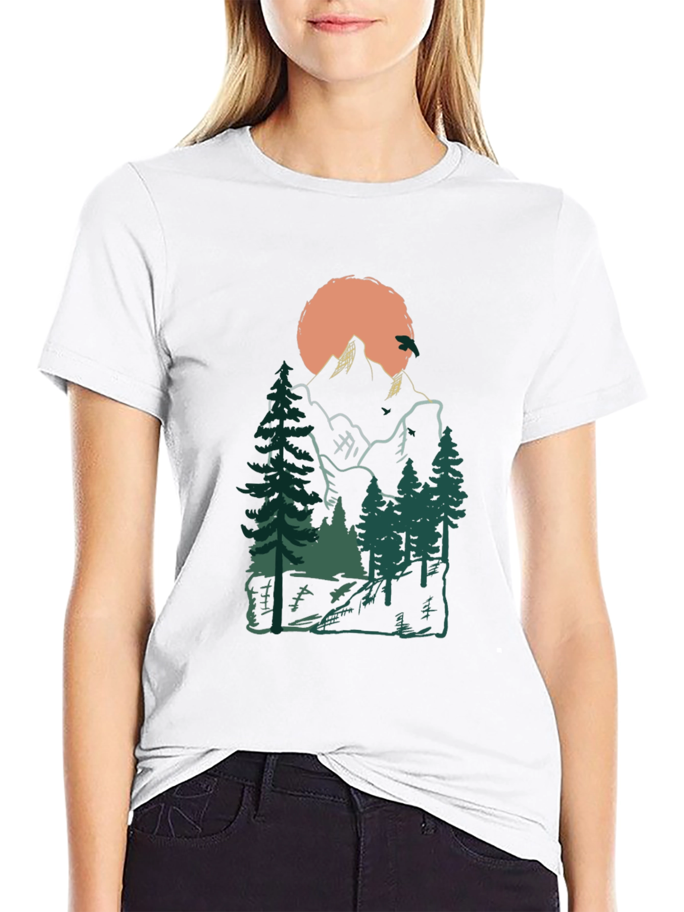 Black Mountain Sunset Graphic Tee - Nature Lover's Shirt view 9