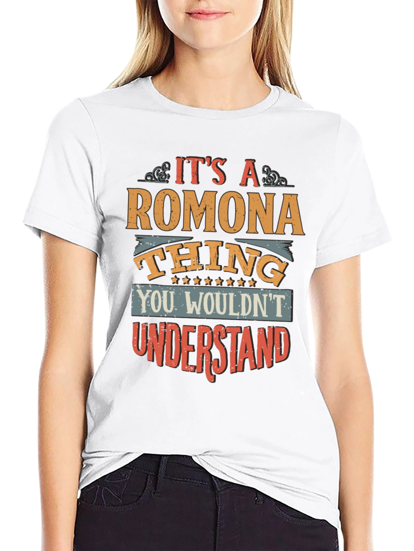 Black Romona Thing - Funny Custom Name T-Shirt view 9