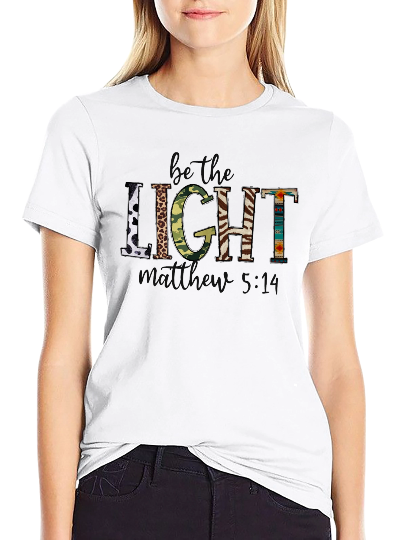 Black Be the Light Graphic Print Crew Neck T-Shirt view 9