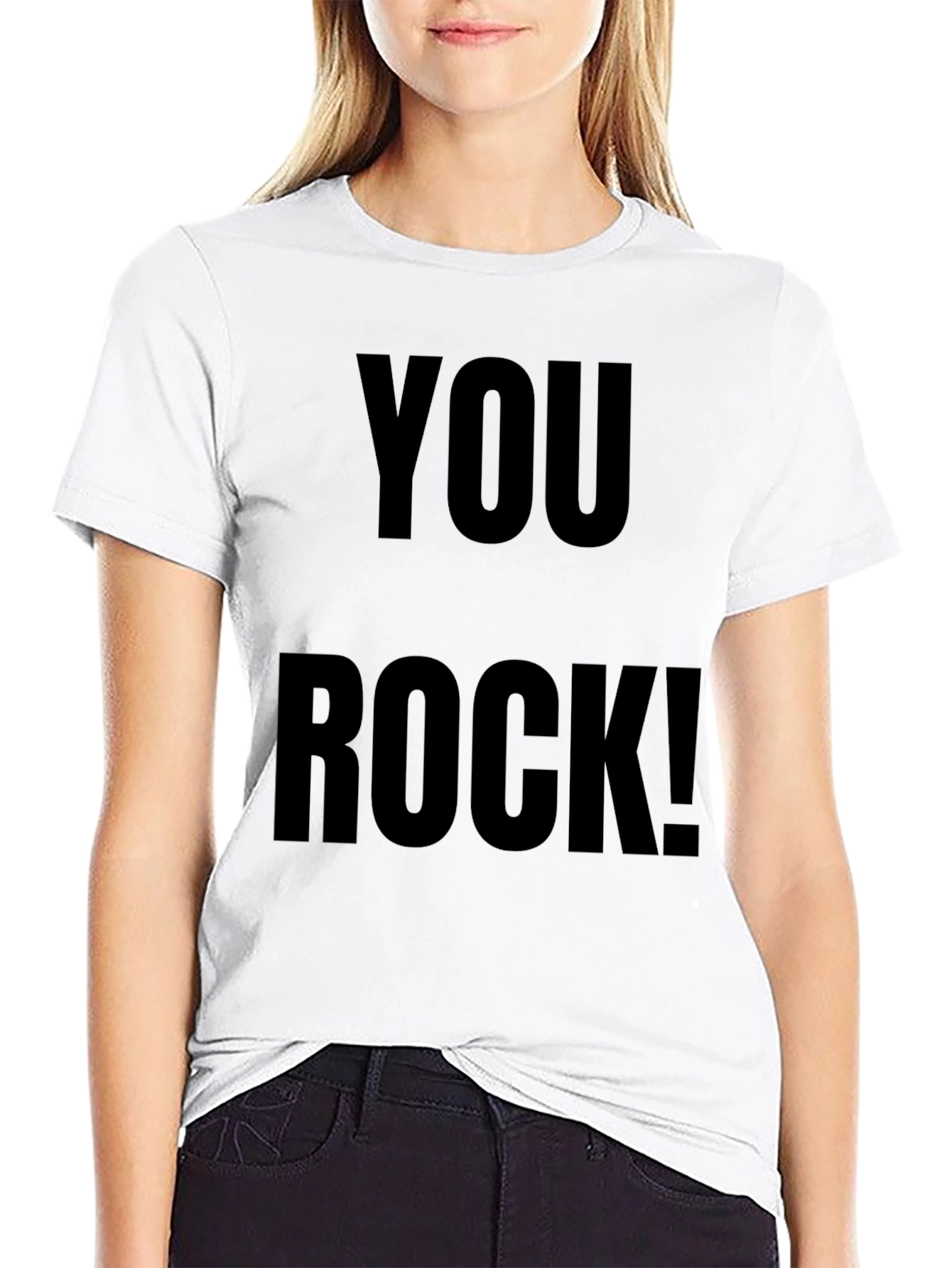 Black You Rock! Graphic Tee - Trendy Black Cotton T-Shirt view 9
