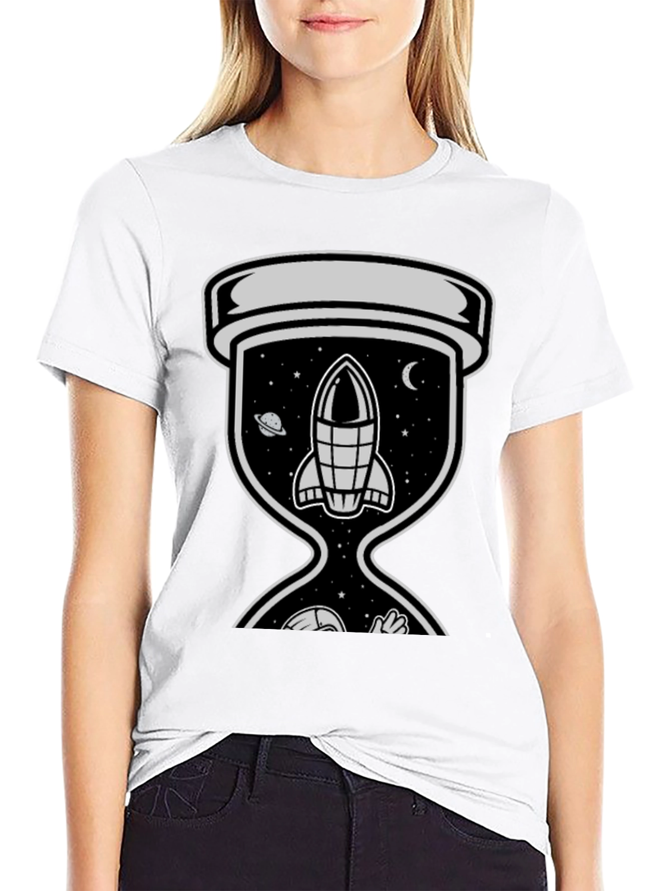 Black Space Hourglass Graphic Tee - Trendy Black T-Shirt view 9