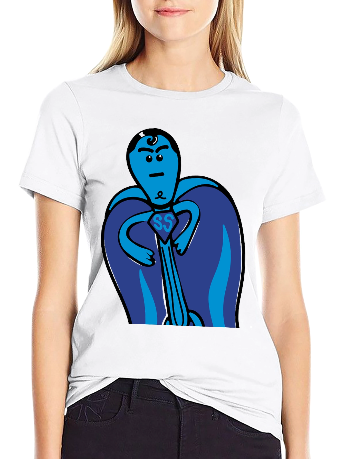 Black Superhero Cartoon T-Shirt - Black Cotton Tee view 9