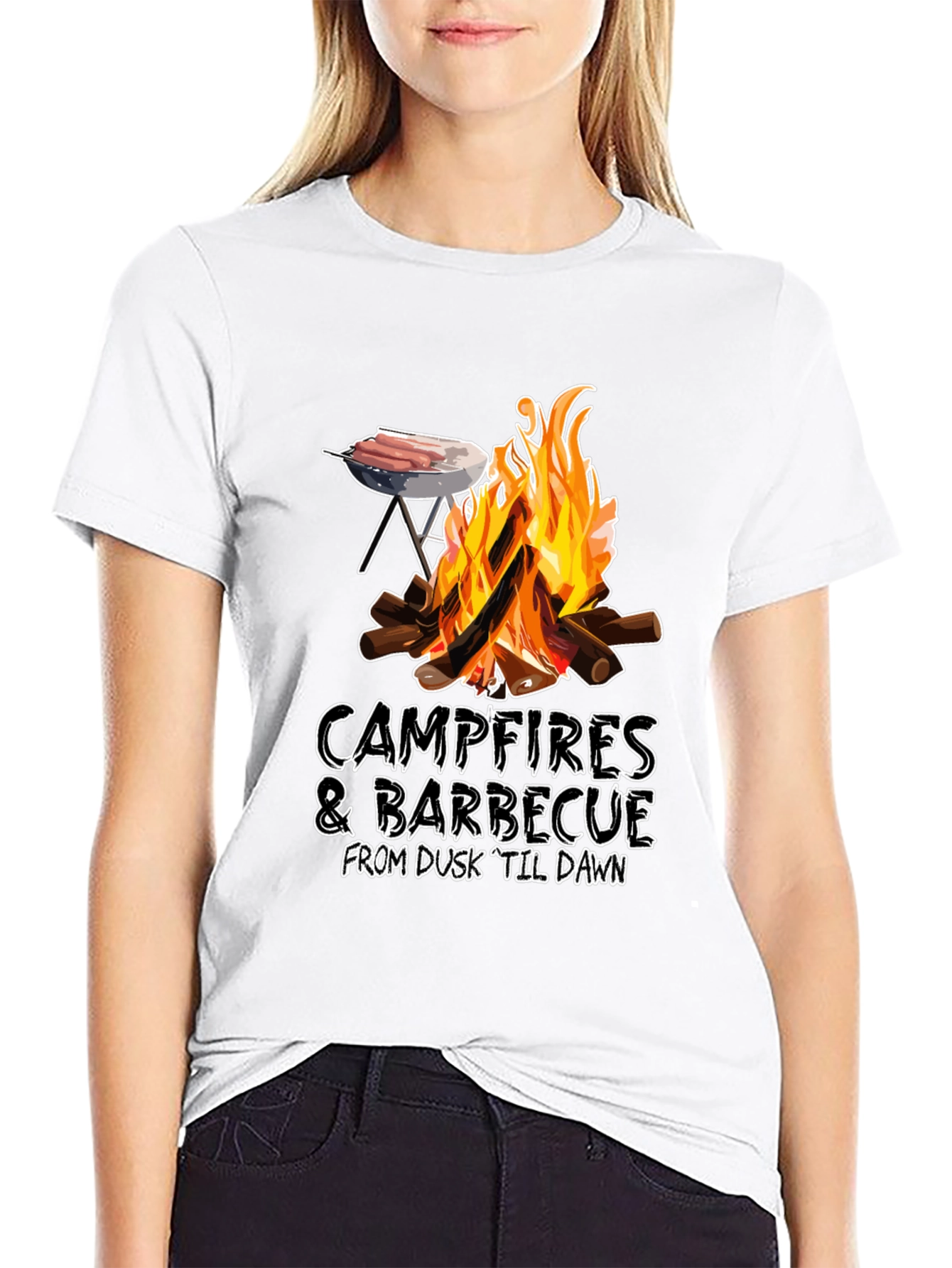 Black Campfires & Barbecue T-Shirt view 9