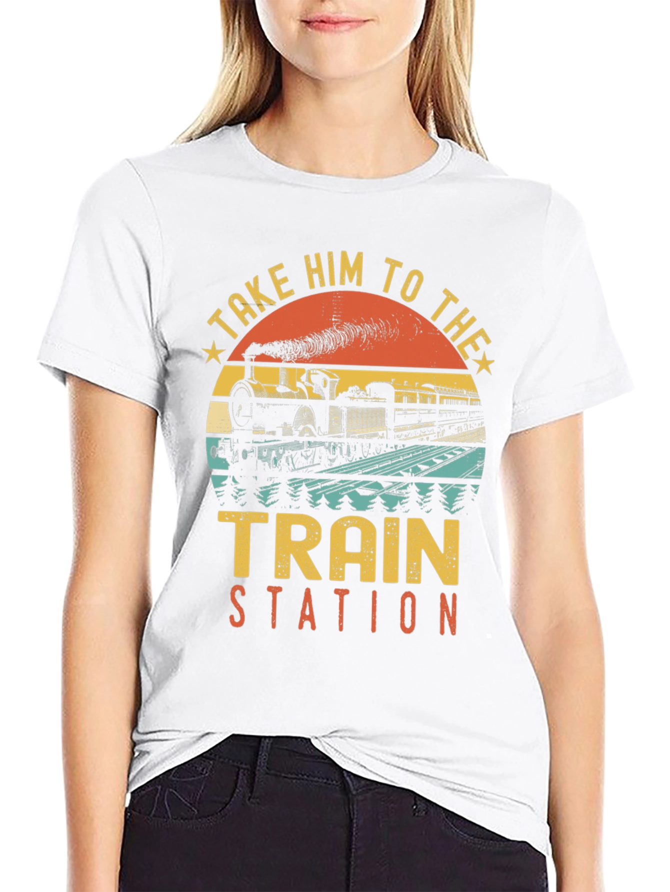 Black Take Him to the Train Station T-Shirt view 9