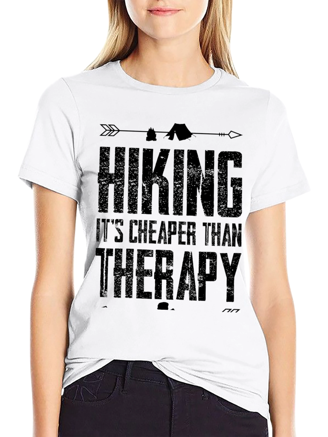 Black Hiking is Cheaper Than Therapy Graphic T-Shirt view 9