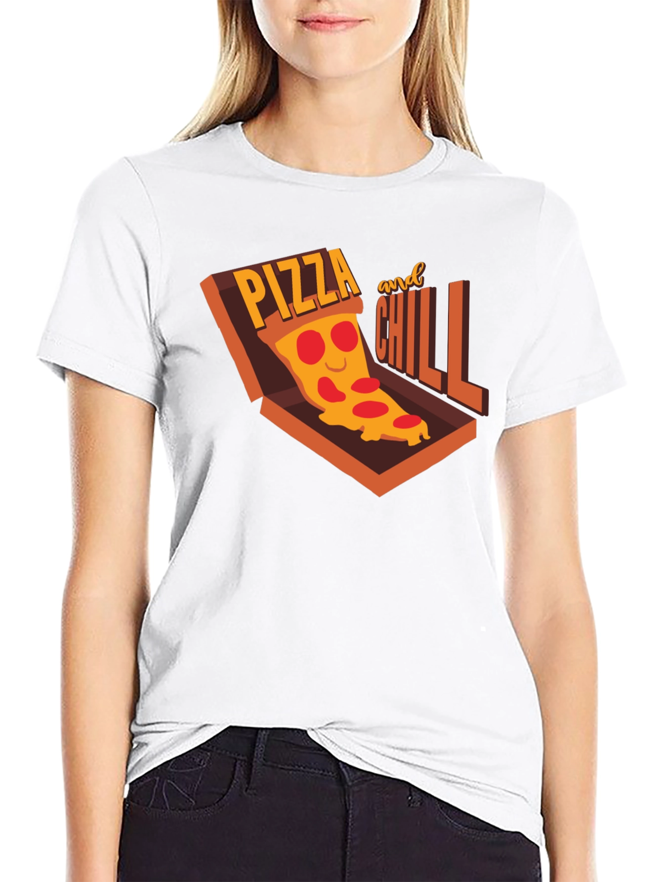 Black Pizza and Chill Graphic T-Shirt - Casual Comfort view 9