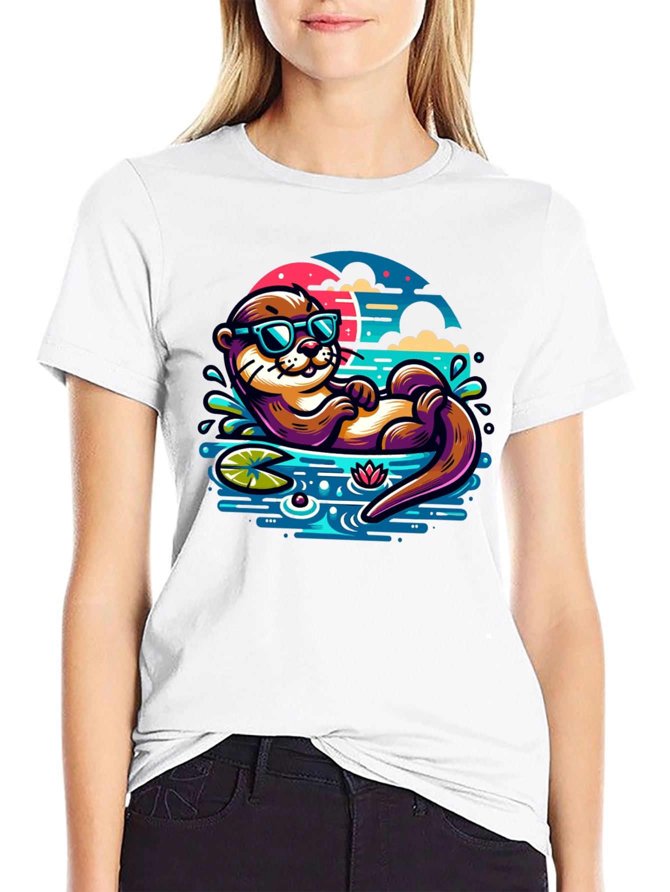 Black Cool Otter Graphic Tee - Black T-Shirt view 9