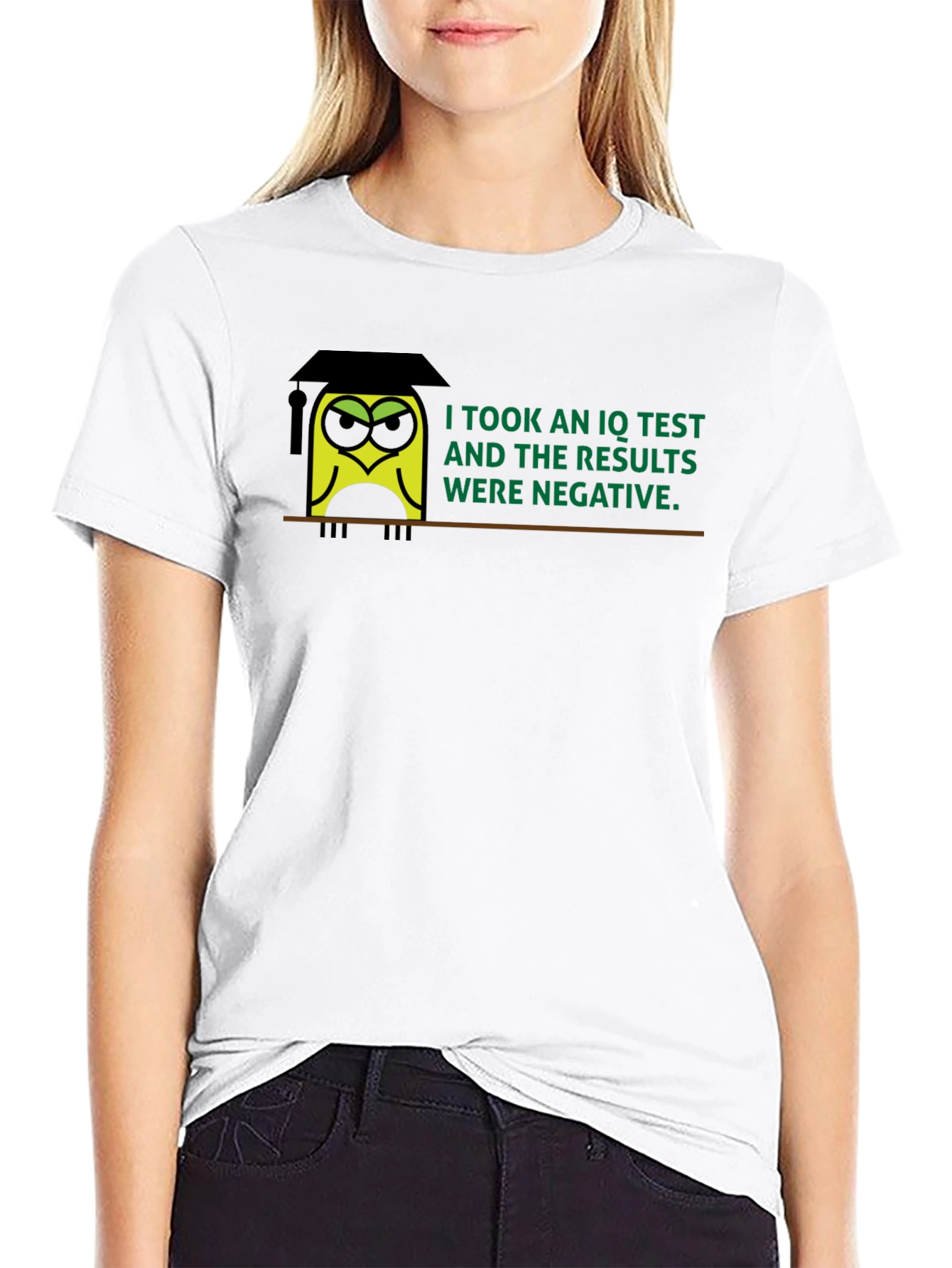 Black Negative IQ Test Owl Humor Graphic T-Shirt view 9