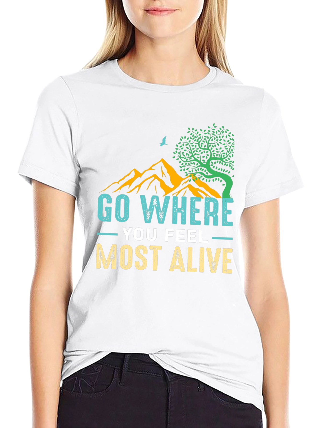 Black Go Where You Feel Most Alive Graphic Tee view 9