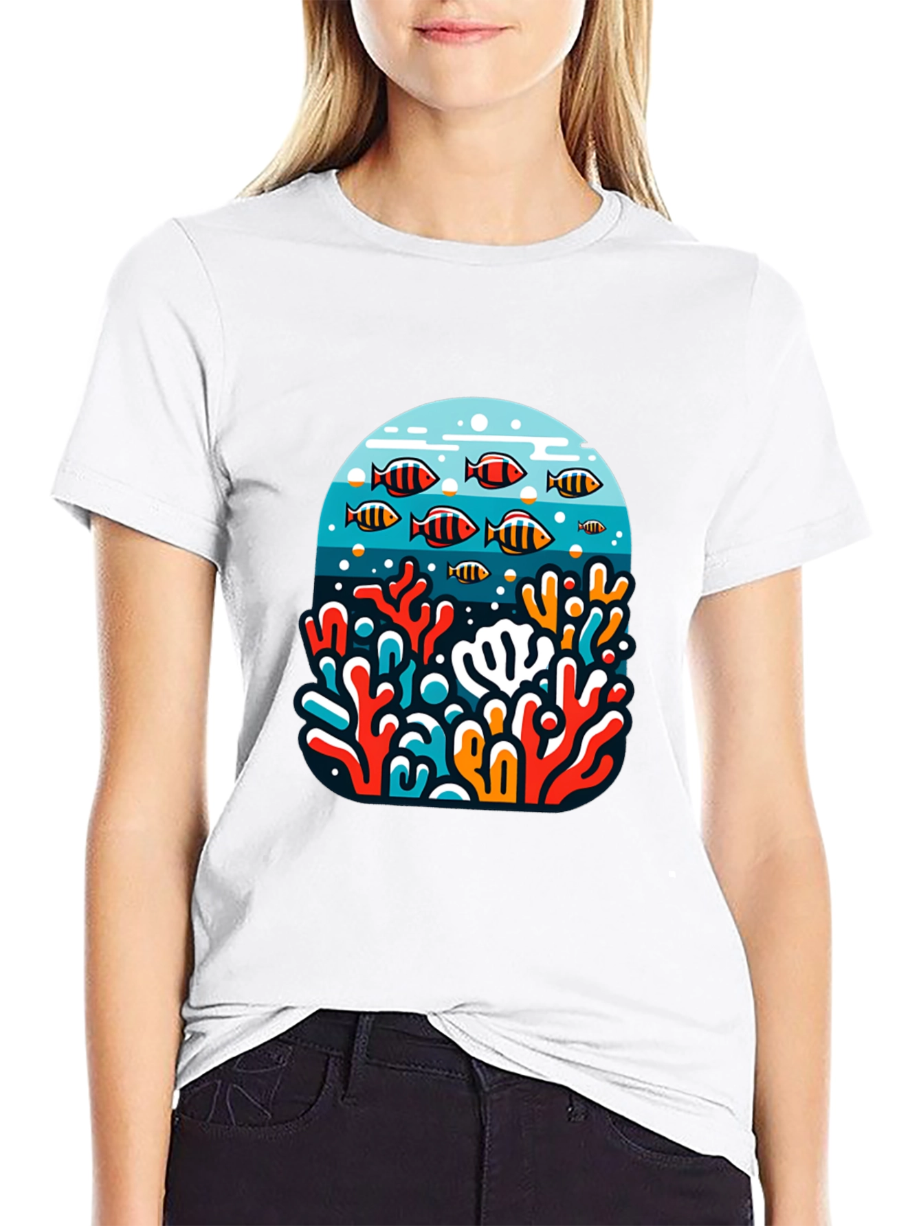 Black Ocean Reef Graphic Tee - Black view 9