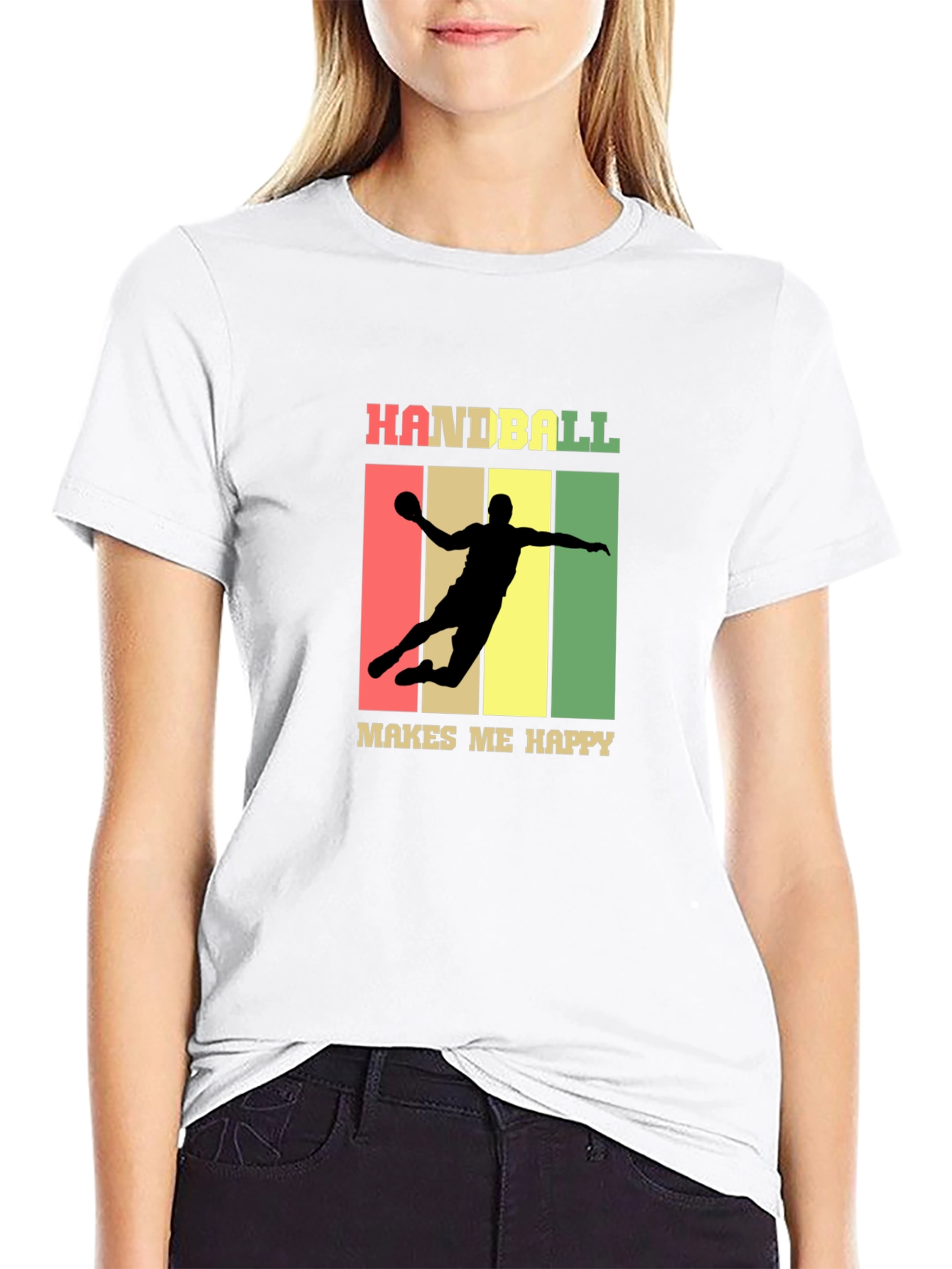 Black Handball Makes Me Happy T-Shirt - Black view 9