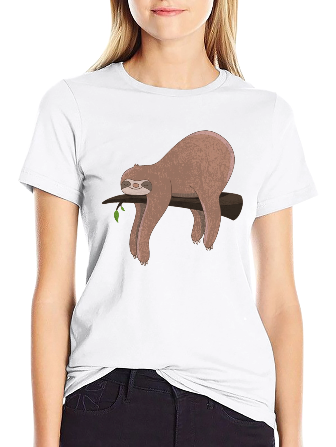 Black Lazy Sloth Graphic T-Shirt - Relaxed Fit view 9