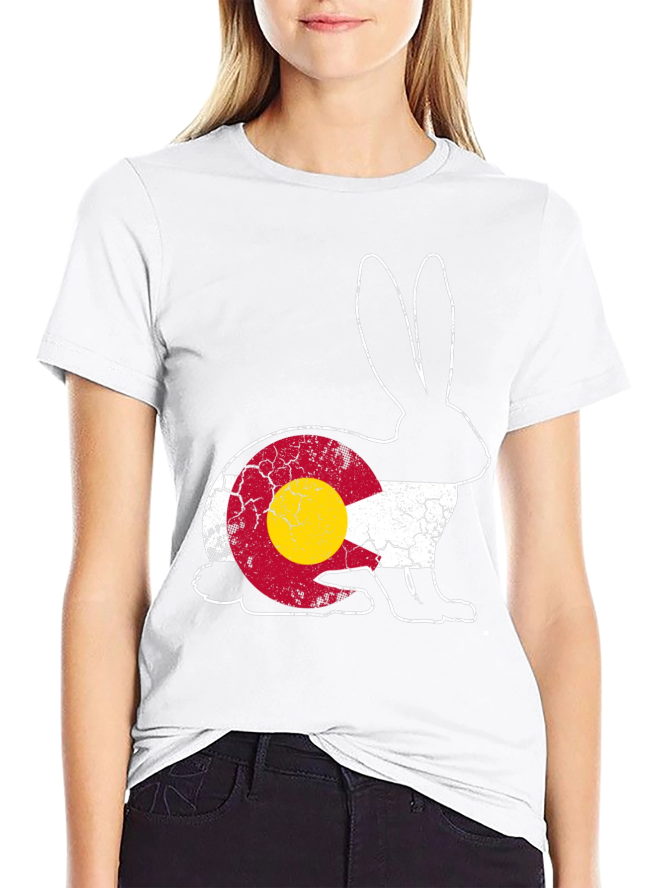 Black Colorado Flag Rabbit Graphic Tee view 9