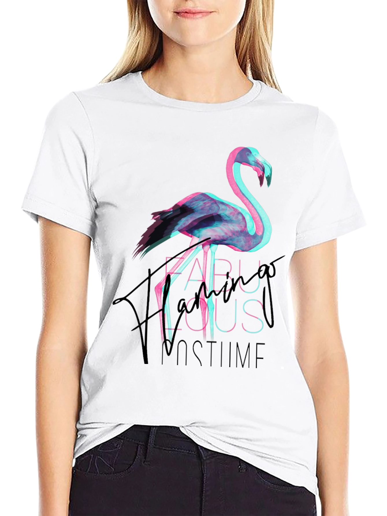 Black Fabulous Flamingo Costume Party Tee view 9