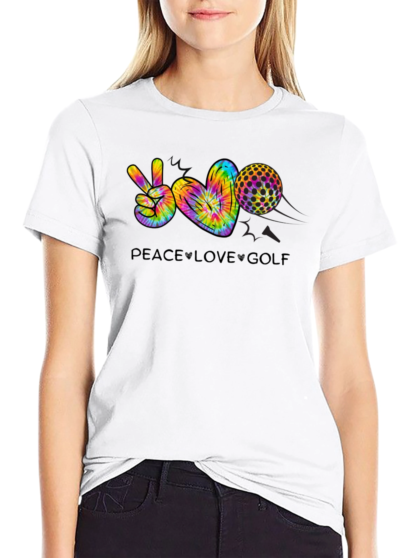 Black Peace Love Golf T-Shirt view 9