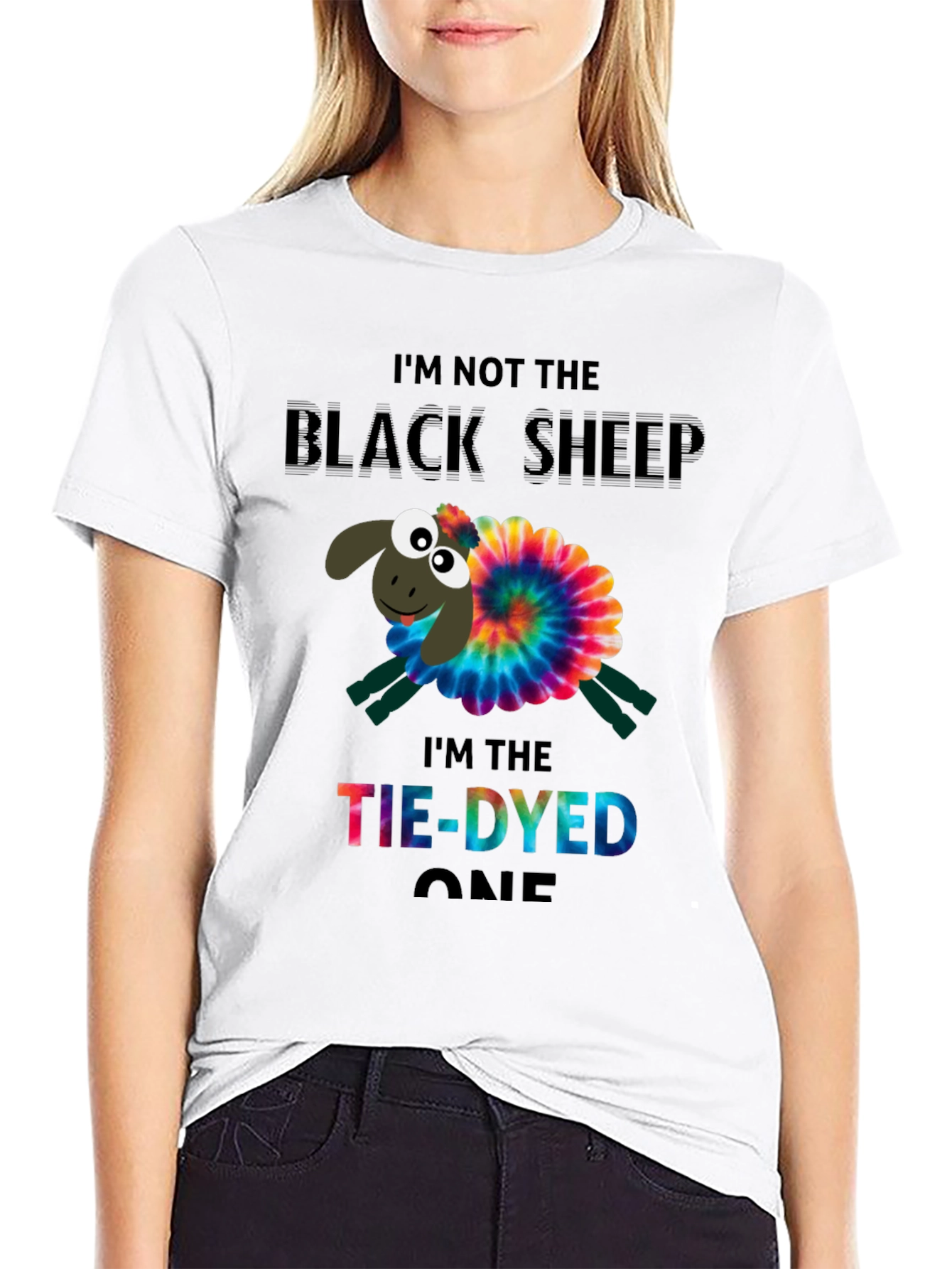 Black Tie-Dyed Sheep Graphic Tee view 9
