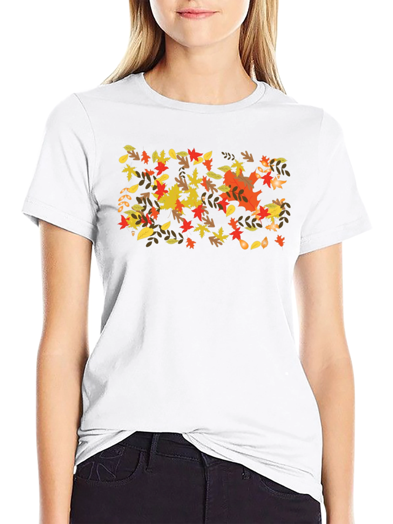Black Autumn Leaves Graphic Tee - Fall Season Style view 9
