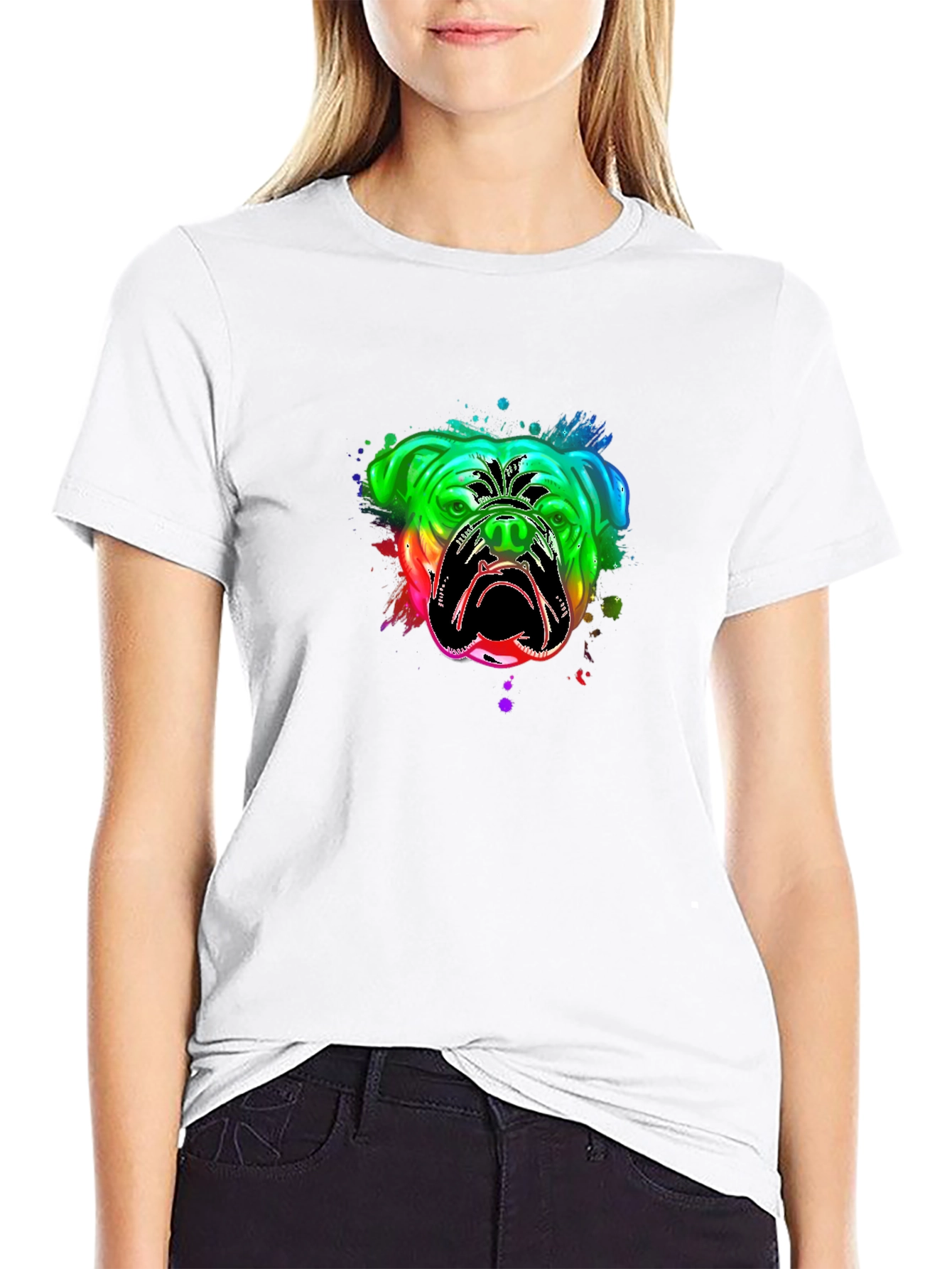 Black Bulldog Rainbow Graphic T-Shirt - Black view 9