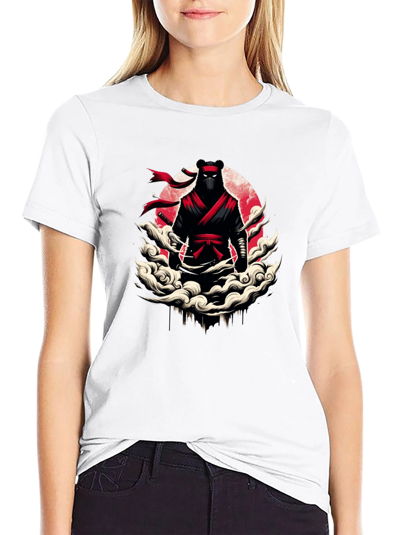 Black Ninja Bear Graphic T-Shirt - Unique Design view 9