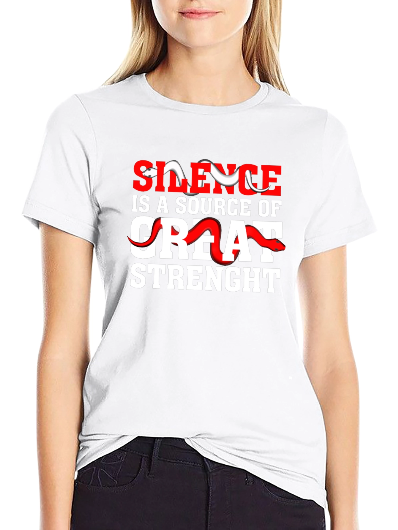 Black Silence is Strength Graphic T-Shirt view 9