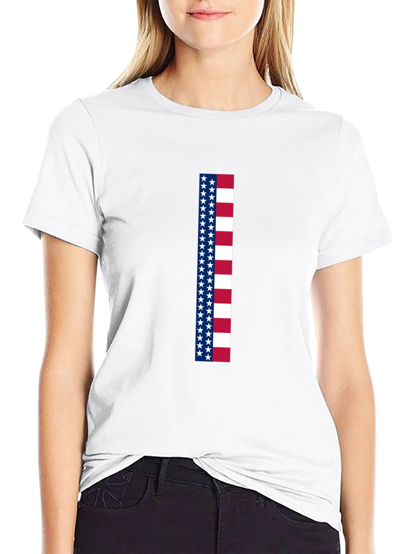 Black American Flag Stripe Graphic Tee view 9