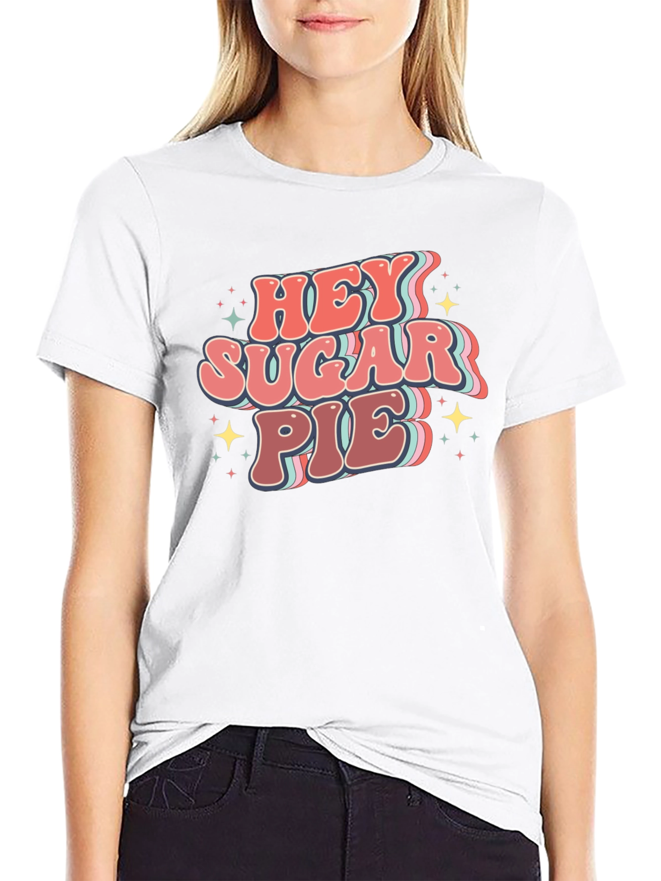 Black Hey Sugar Pie Graphic Tee - Retro Style view 9