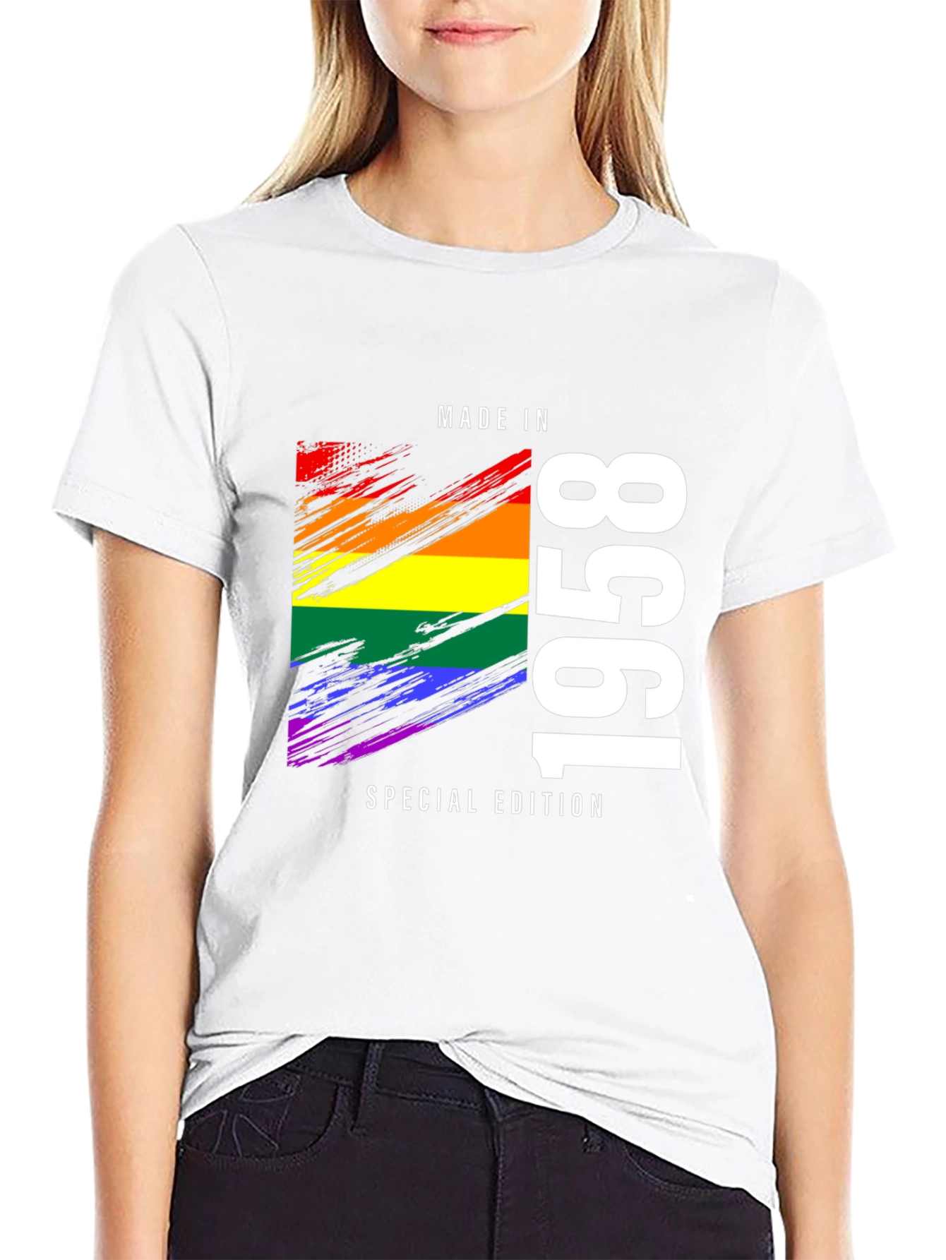 Black Made in 1958 Rainbow Pride T-Shirt view 9