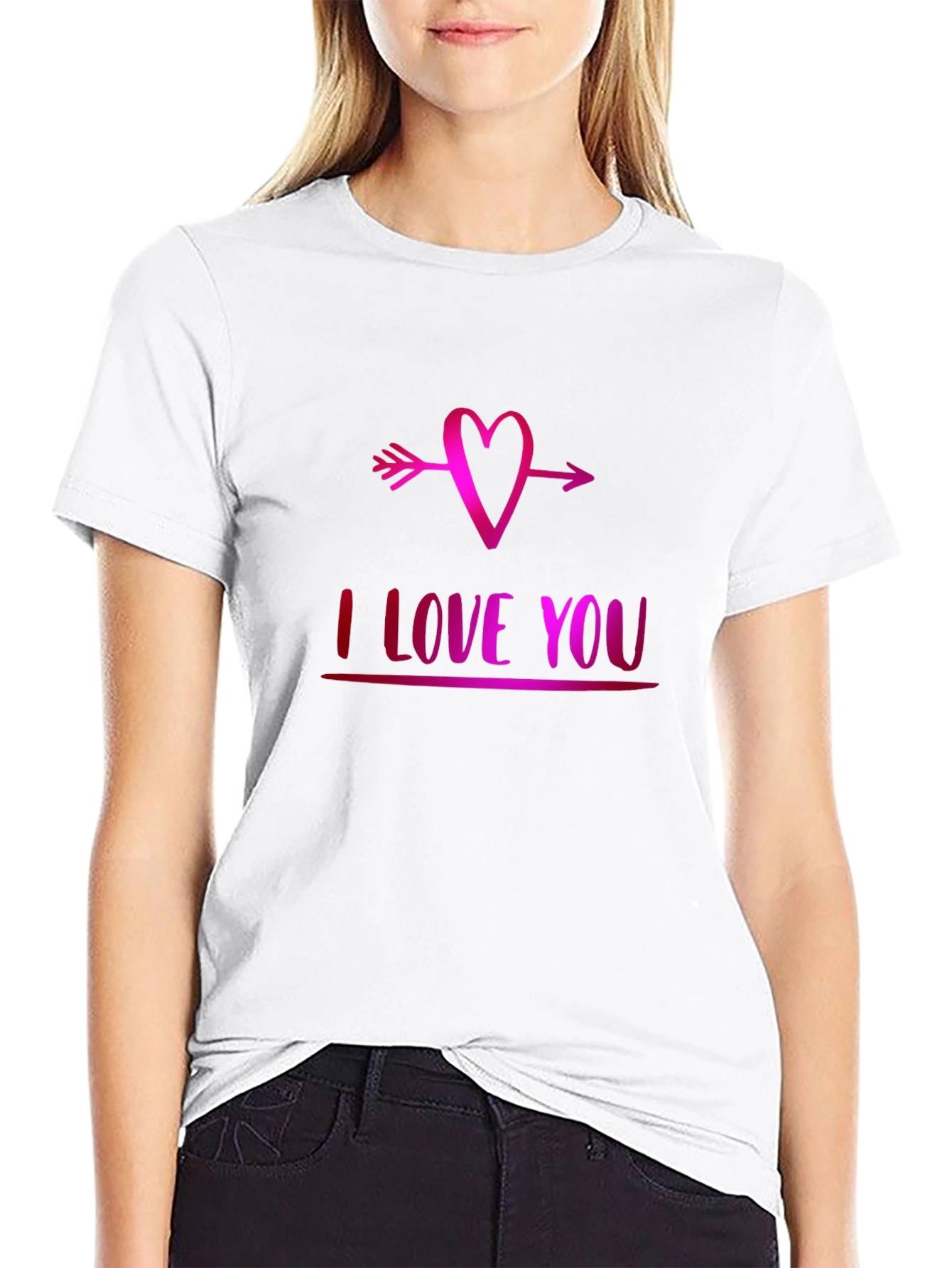 Black I Love You Heart Arrow Graphic Tee - Soft Black T-Shirt view 9