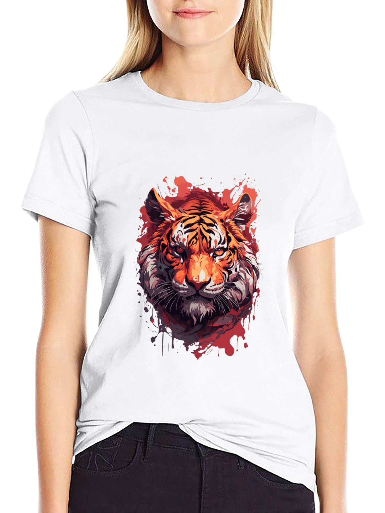Black Tiger Graphic Print Black T-Shirt view 9