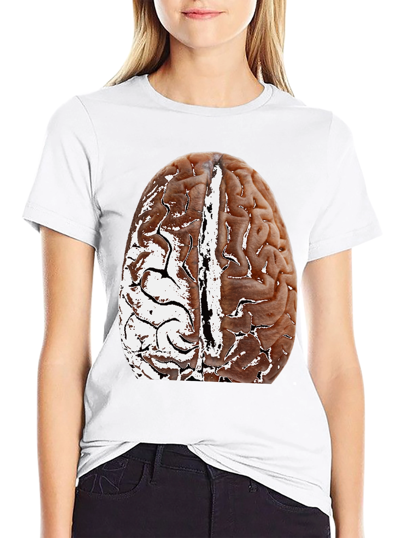 Black Brain Graphic Black T-Shirt - Anatomical Design view 9
