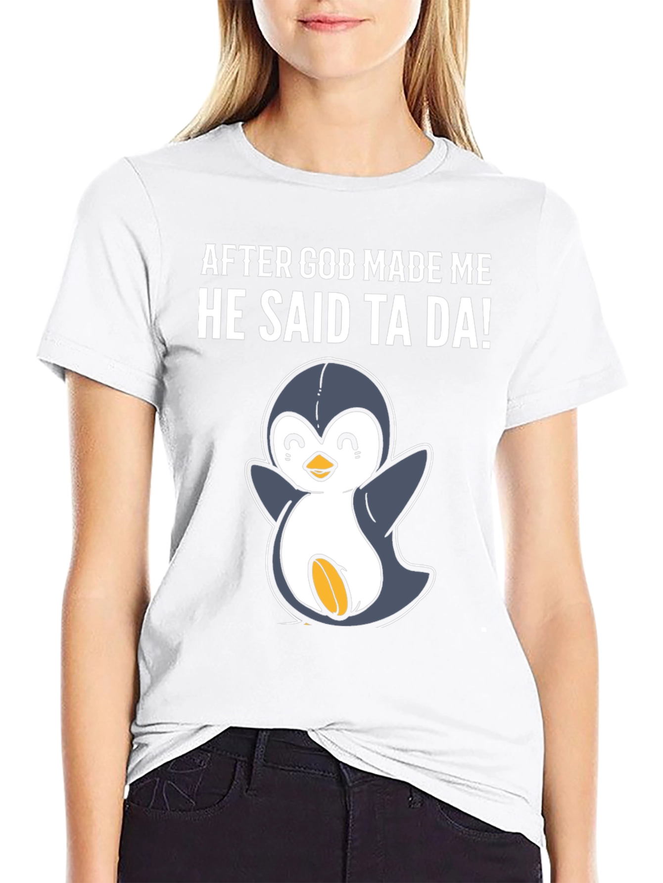 Black Funny Penguin Graphic T-Shirt view 9