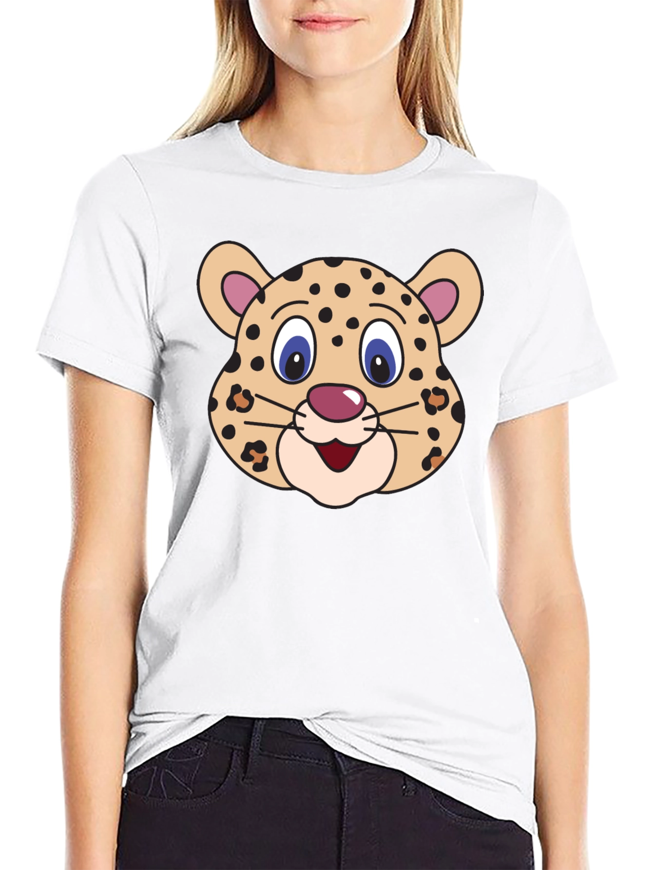 Black Cartoon Leopard Graphic Tee view 9