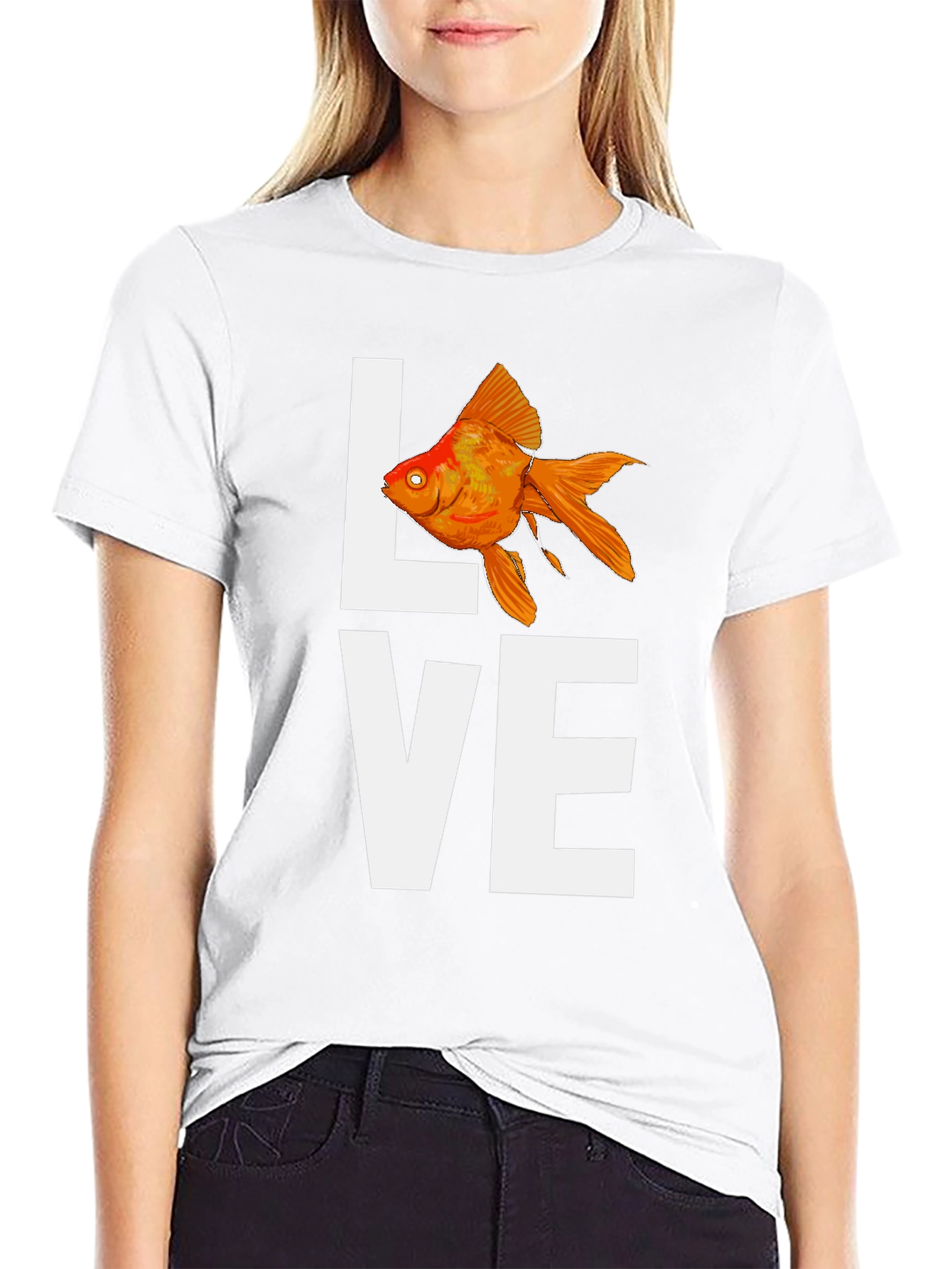 Black Love Goldfish T-Shirt - Unique Graphic Tee view 9