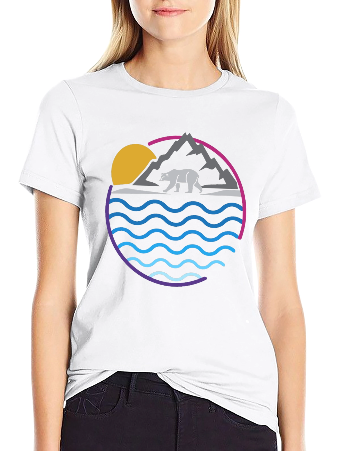 Bear Mountain Wave Graphic Tee - Cool Nature Shirt - 9
