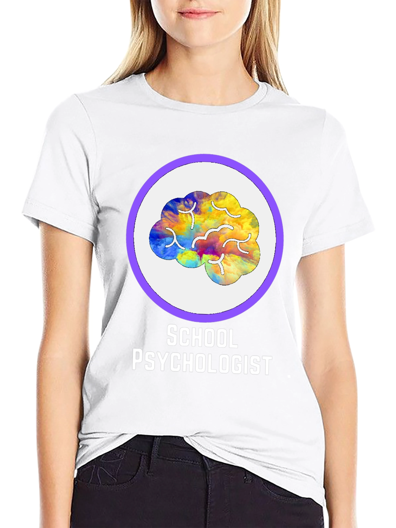 Black School Psychologist Brain Graphic Tee view 9
