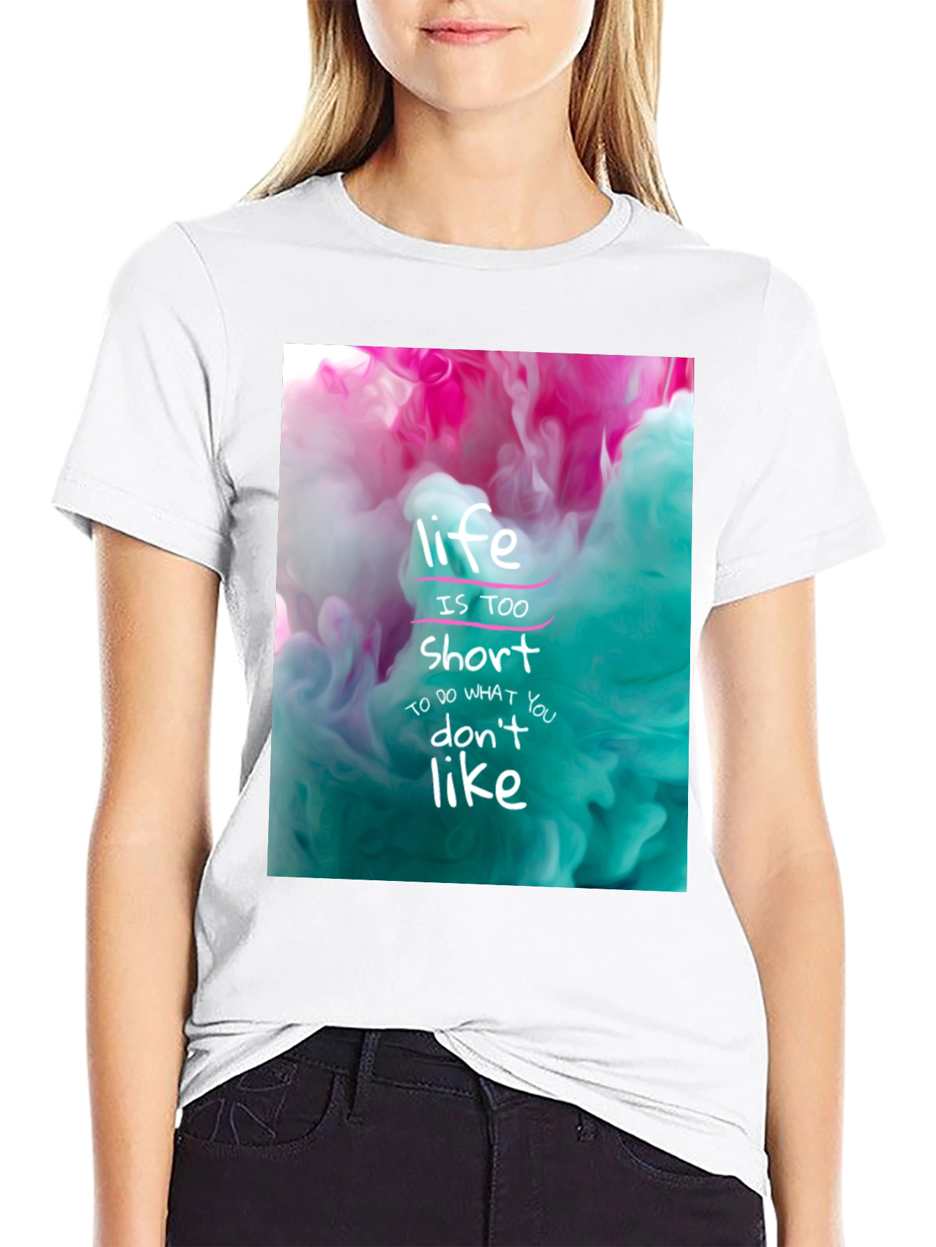 Black Life is Short Graphic Tee - Black Cotton T-Shirt view 9