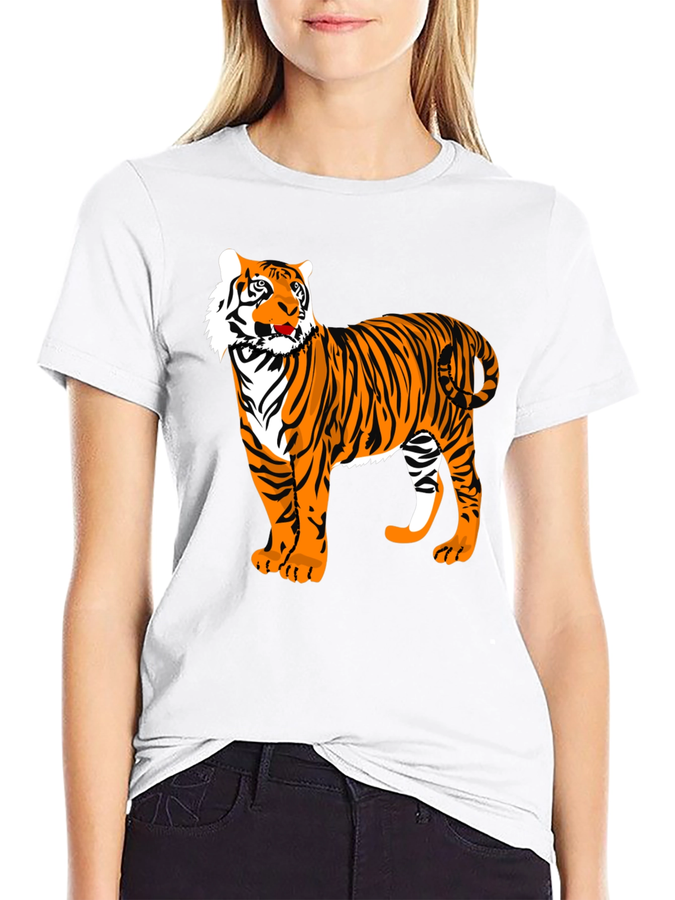 Black Bold Tiger Graphic Tee - Black Cotton view 9