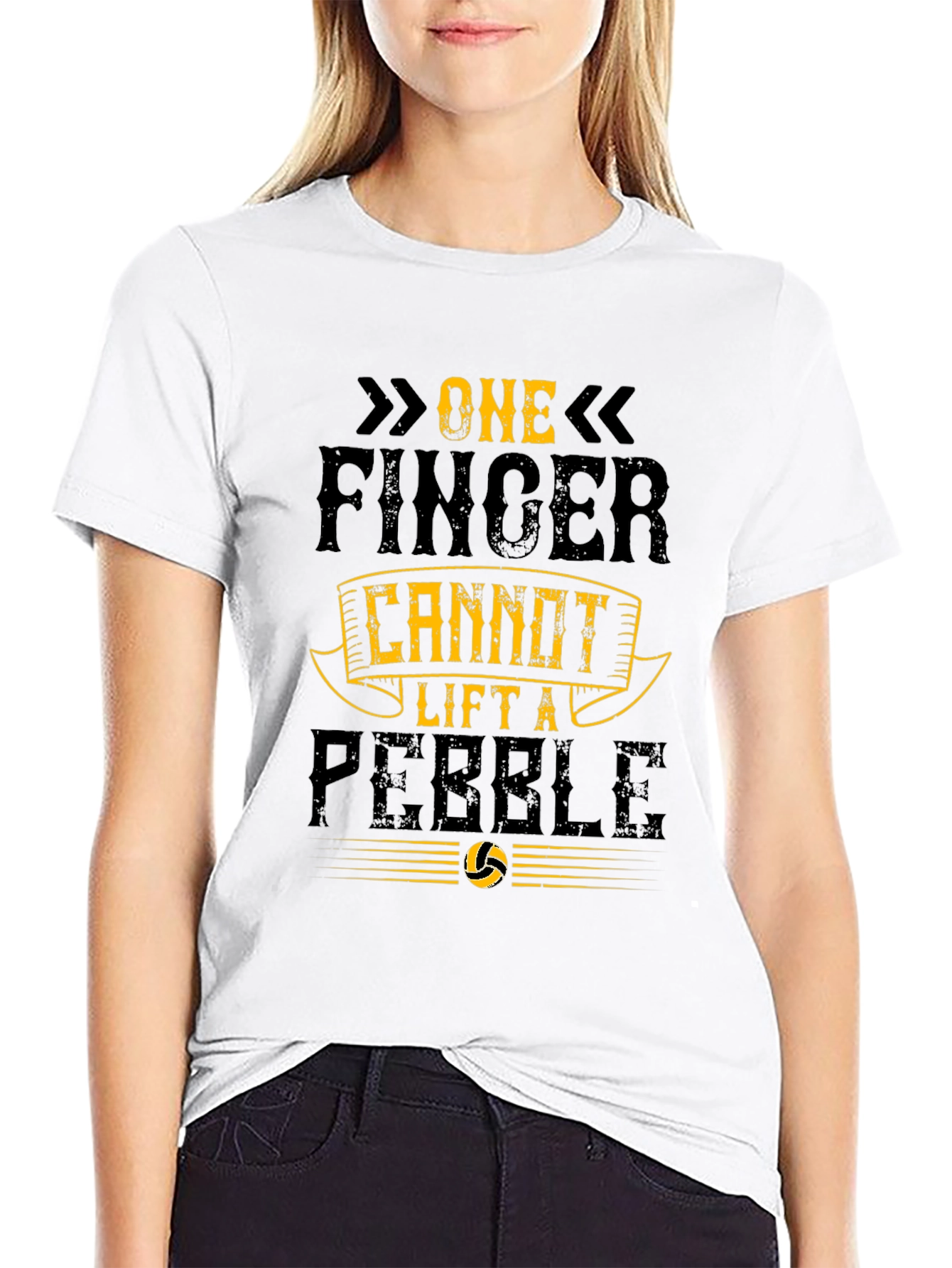 Black One Finger Cannot Lift a Pebble Graphic Tee view 9
